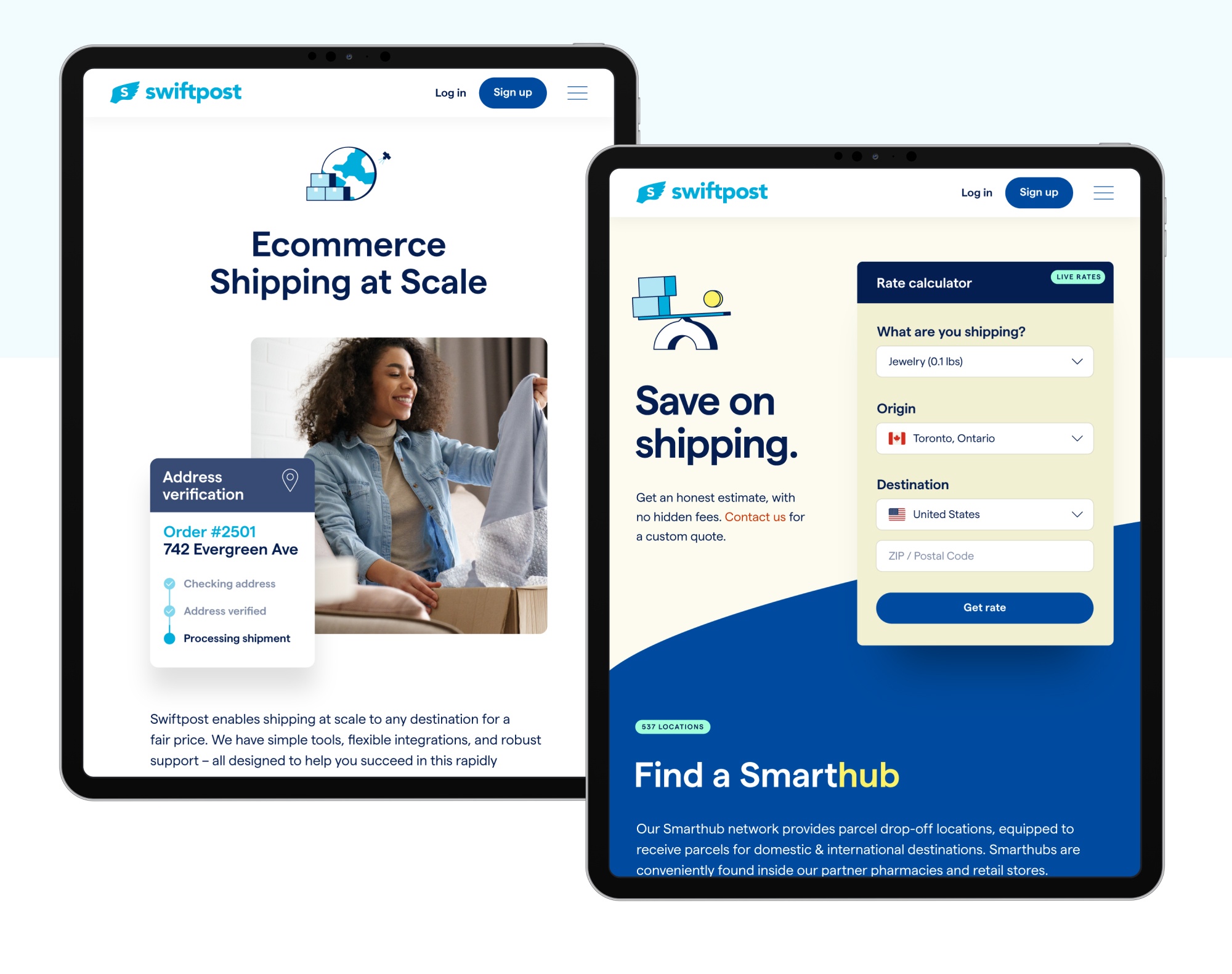 Responsive website design highlights of the swiftpost.com home page