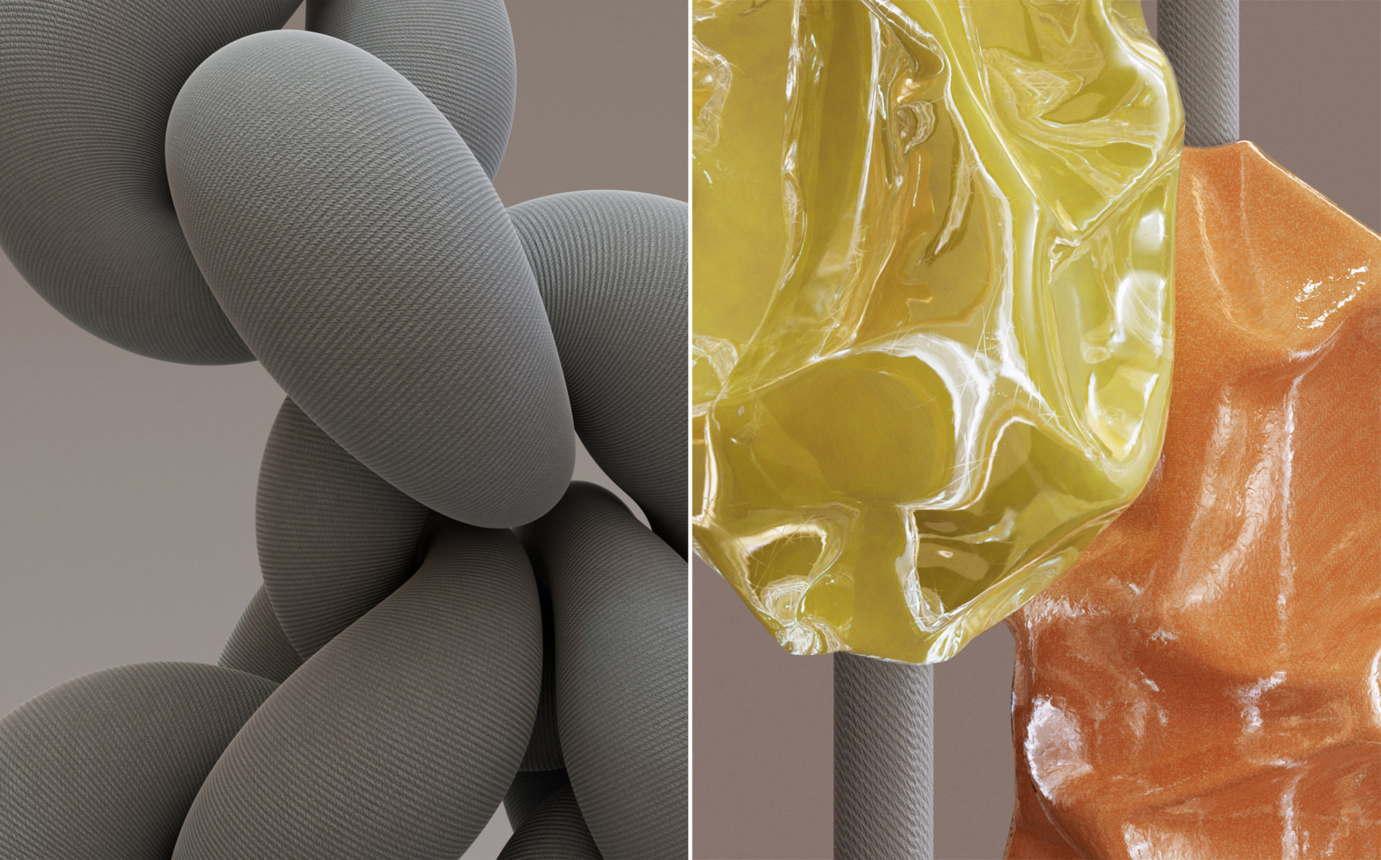 Abstract graphic compositions showing inflated and deflated objects