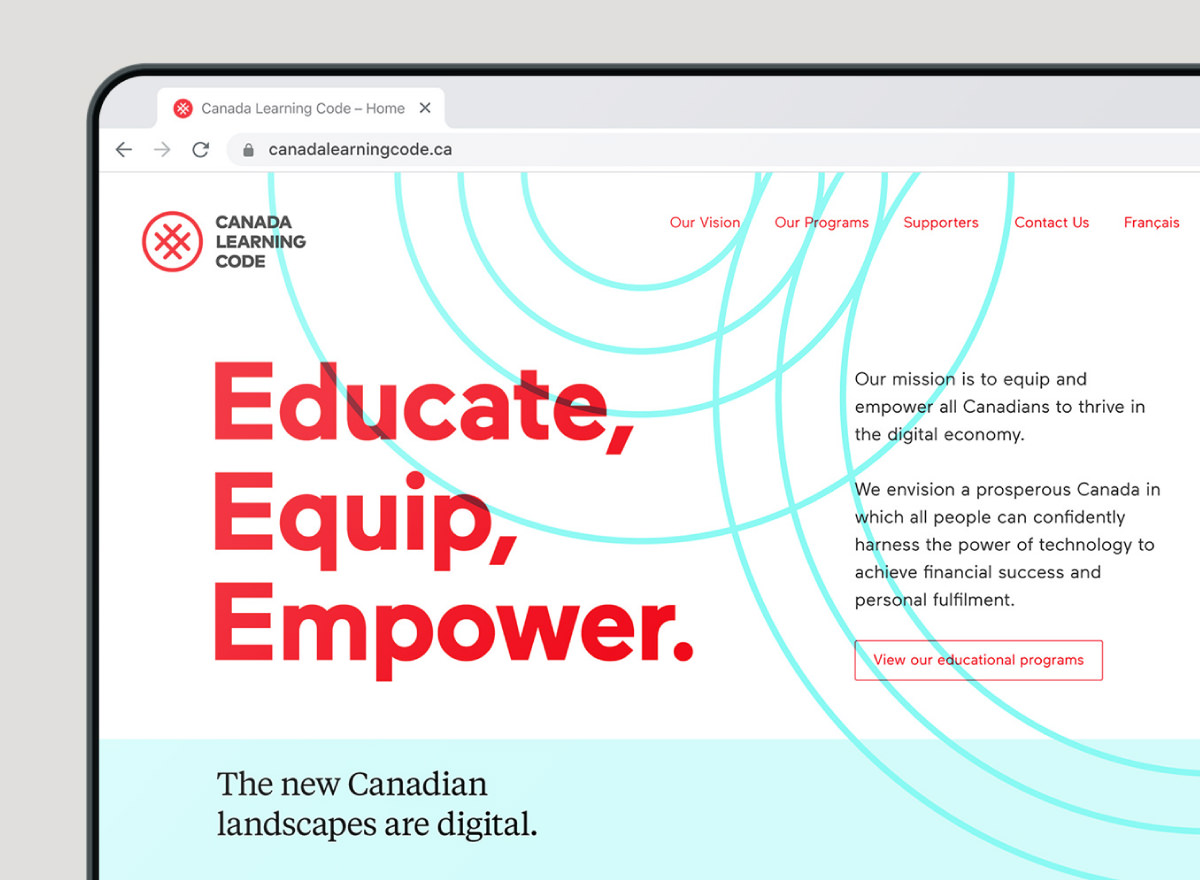 Marketing website design for Canada Learning Code