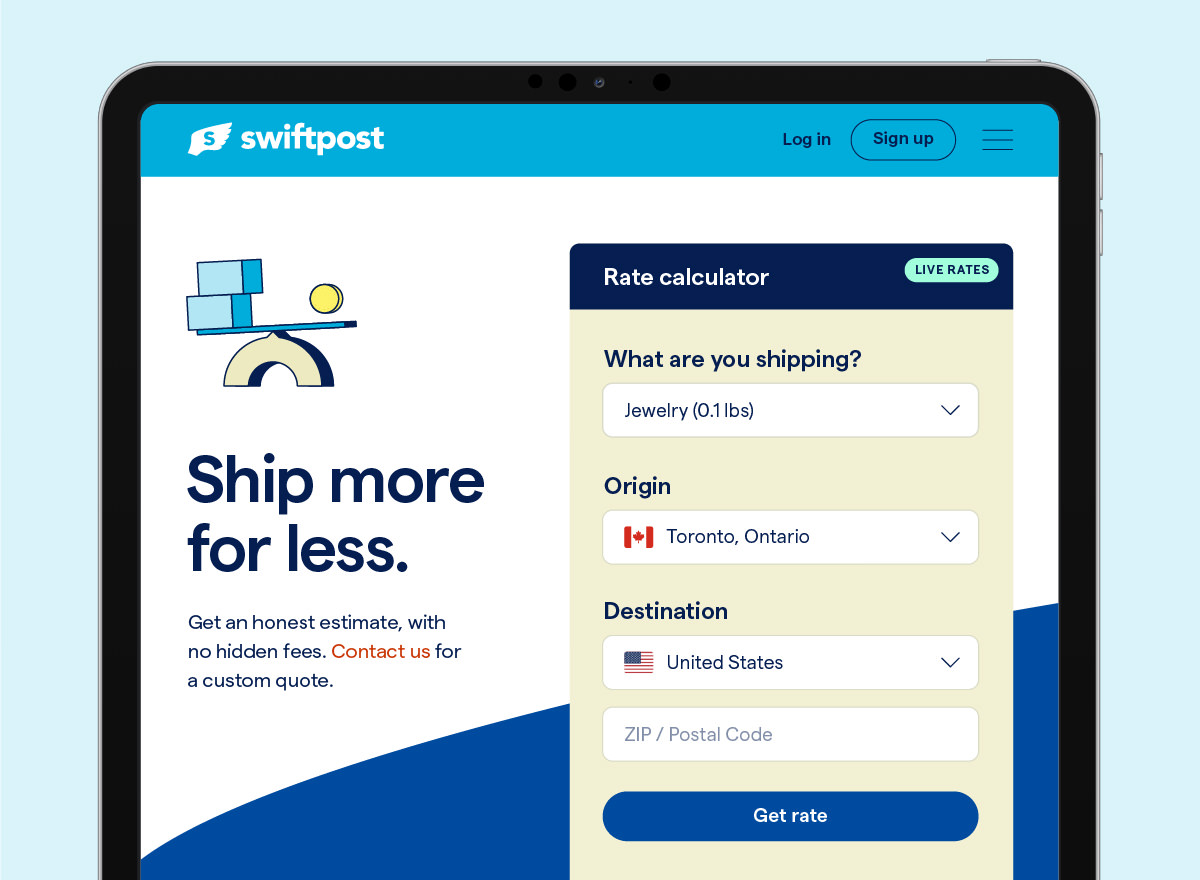 Responsive web design for Swiftpost, a Canadian shipping company