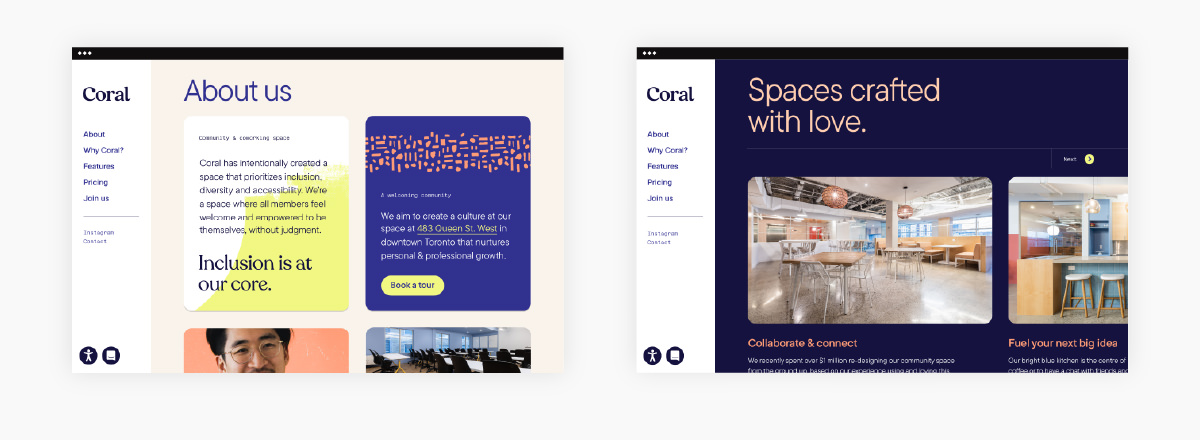 Coral Community web design on desktop browsers